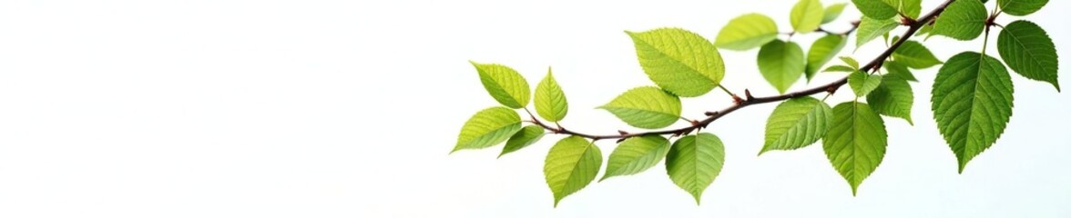 Isolated branches against a bright white background, foliage, texture, leaf