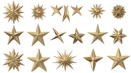Obraz premium Collection of Golden Stars: A Festive Array of Sparkling Celestial Designs