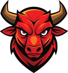 Aggressive bull vector illustration, Animal mascot