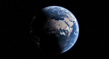 Obraz premium Stunning Earth Globe at Night from Space Showing City Lights and Clouds