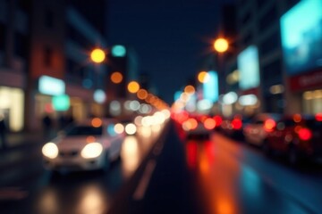 Abstract late night city lights, blurred motion, sky, backdrop