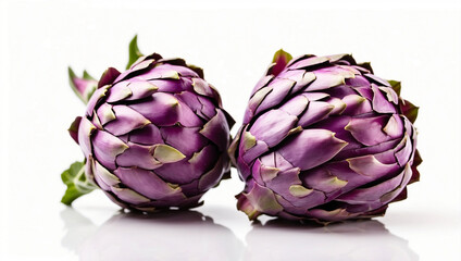 Fototapeta premium Vibrant Fresh Purple Artichoke Isolated on a White Background for Gourmet Cooking