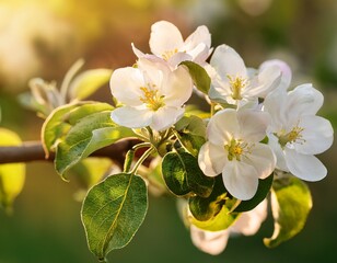 Obraz premium apple tree blossoming apple tree branch with flowers in the garden
