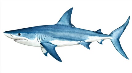 Fototapeta premium a watercolor blue shark