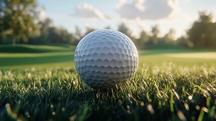 Obraz premium Golf ball on tee in sunny golf course