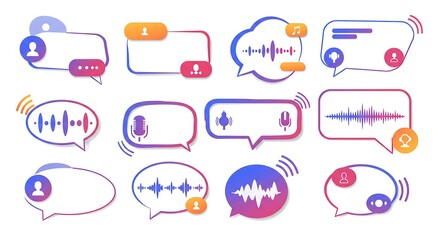 Obraz premium Colorful Speech Bubbles: Social Media Icons