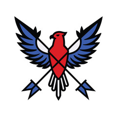 Obraz premium vector illustration of a bald eagle clutching arrows