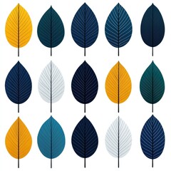 Obraz premium Colorful leaf design pattern on white background