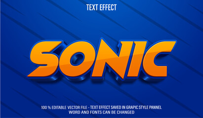 Sonic Blue 3d editable text effect style