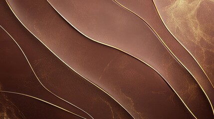 Curved Golden Streaks On Dark Brown Backdrop Design