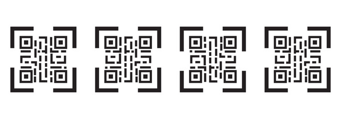 Scan QR icon, hand with phone. Qr code symbol. Vector illustration