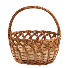 Wicker basket from different angles isolated on transparent background.