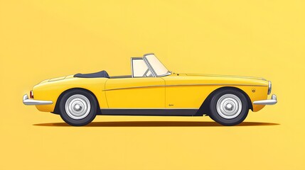 Fototapeta premium Professional Convertible Vector Yellow Realistic Illustration Isolated on White Background