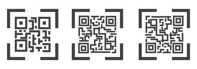 Fototapeta premium QR code icon. QR scanner vector illustration. Barcode symbol. Mobile scan outline sign isolated.