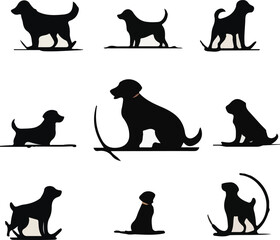 Silhouette Dog vector Design, Dog Logo and Icon Design, Dog Illustration vector design