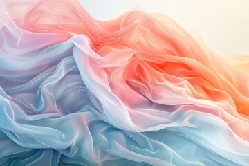 Soft, flowing, pastel fabric drapes in light, studio setting