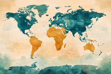  flat design 2D map of the world
