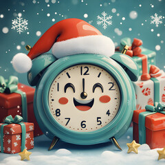 santa claus with clock