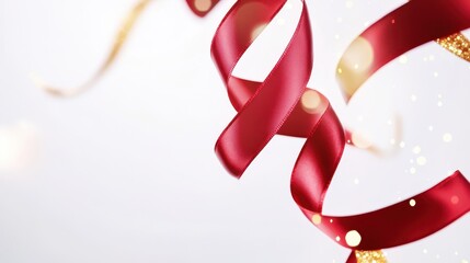 Flowing Red Ribbons With Sparkling Gold Accents