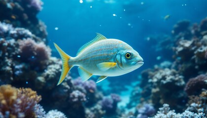 Fototapeta premium Ocean Fish Swimming in Coral Reef Underwater Scene