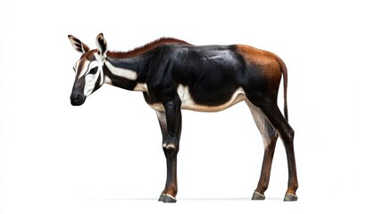 Obraz premium African Okapi Profile Against White Background. Possible Stock Photo Use