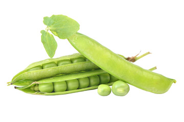 Fresh green peas isolated on white