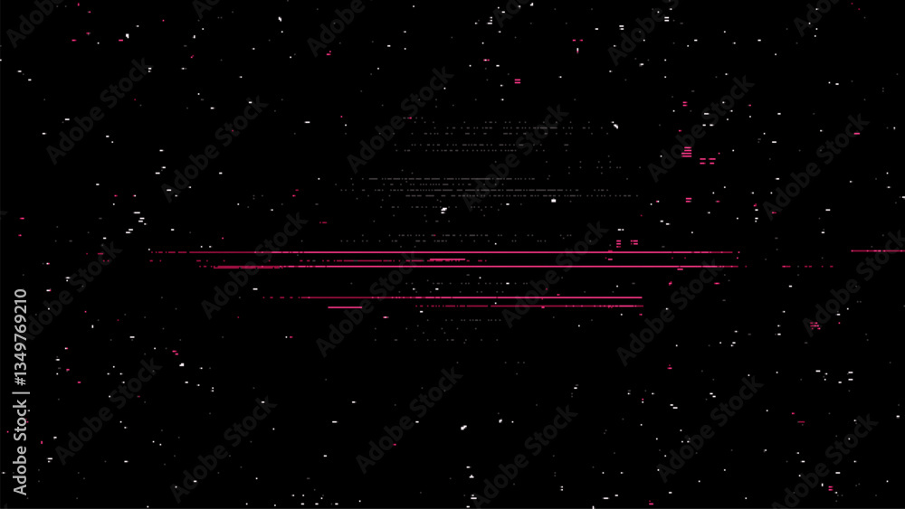 Poster Digital noise. Abstract distortion static texture. Vector. Minimalistic digital glitch art. pixel graphics. VHS grainy texture. Black background. Retro game aesthetics backdrop.