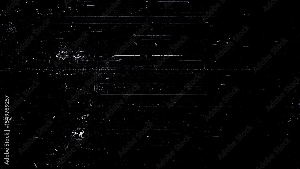 Aufkleber Digital noise. Abstract distortion static texture. Vector. Minimalistic digital glitch art. pixel graphics. VHS grainy texture. Black background. Retro game aesthetics backdrop.