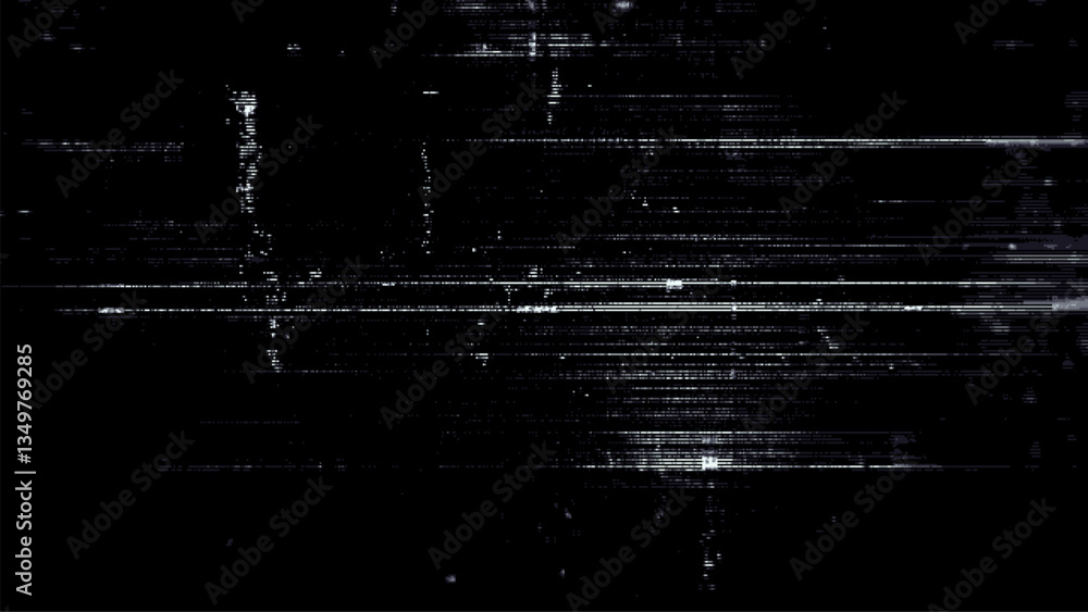 Aufkleber Digital noise. Abstract distortion static texture. Vector. Minimalistic digital glitch art. pixel graphics. VHS grainy texture. Black background. Retro game aesthetics backdrop.