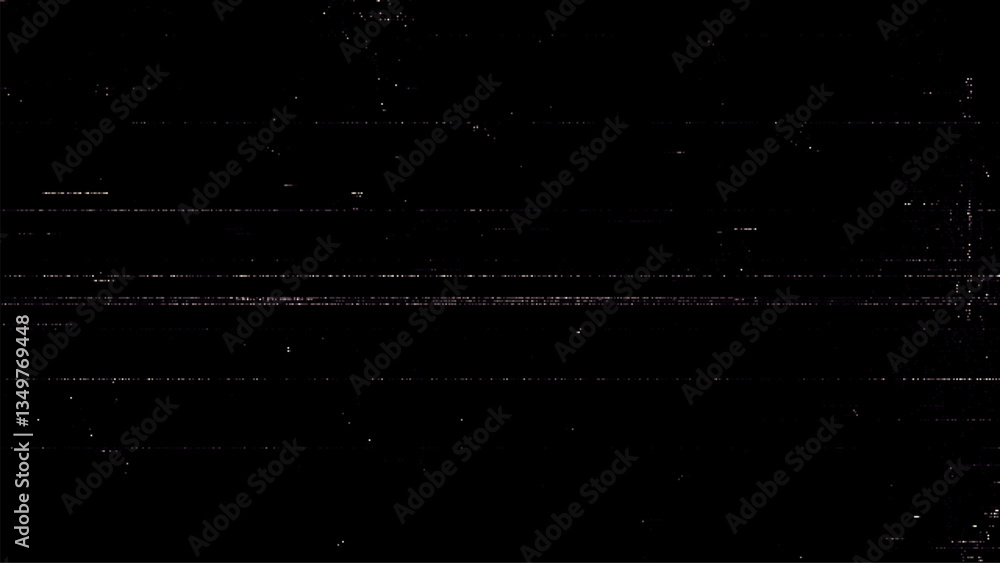 Poster Digital noise. Abstract distortion static texture. Vector. Minimalistic digital glitch art. pixel graphics. VHS grainy texture. Black background. Retro game aesthetics backdrop.