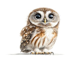 Naklejka premium Cute Owl Portrait for White Background.