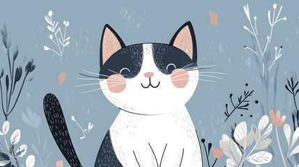 Adorable Cat Children's Poster in Scandinavian Style for Nursery Decor