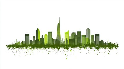 Fototapeta premium Abstract Green City Skyline