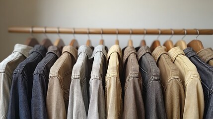 Neutral Colored Shirts on Clothes Rack