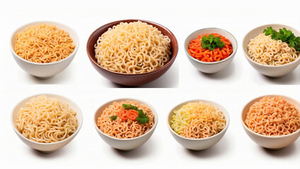Instant Noodles Raw and Uncooked Isolated on a White Background - Perfect for Quick Dishes