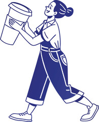 Person Walking with Large Cup