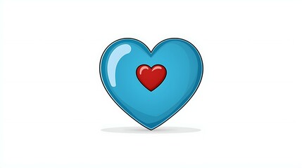 Obraz premium A cartoonish blue heart with a smaller red heart at its center, symbolizing love and affection in a playful design.