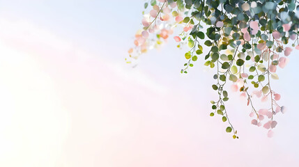 Delicate Hanging Flowers Against Pastel Sky