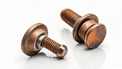 Worn Rusty Metal Bolt Isolated on a White Background - Perfect for Industrial and Mechanical Themes