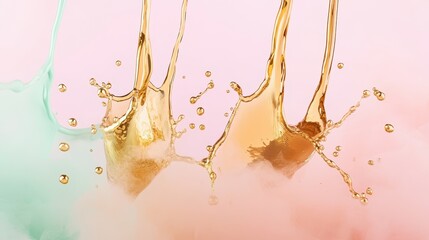 Vibrant Liquid Splash With Pastel Background Hues