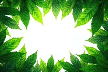 Dense forest leaves isolated on white background, forest, tree