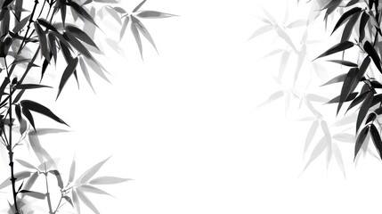 Naklejka premium Abstract Bamboo Branches, Ink Wash Painting, Background, Print Design
