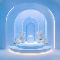 Light Blue Archway Display Platform