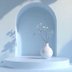 Light Blue Minimalist Vase with Dried Flowers