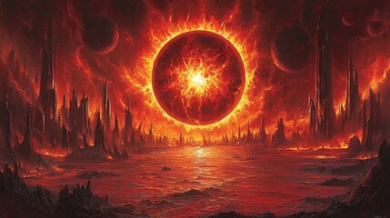 Fiery Ring Sunset Apocalyptic Landscape
