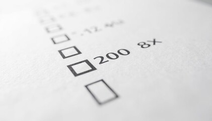 Close-up of ballot paper with marked choice, isolated on white , isolated, vote