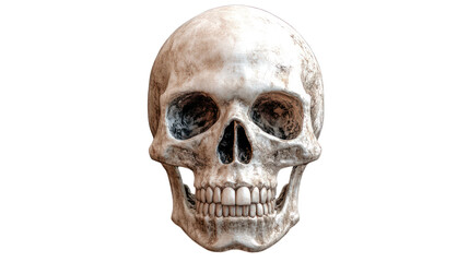 Obraz premium A lifelike skull with realistic bone texture on a transparent background