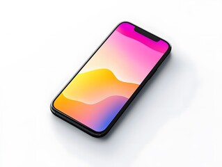 Vibrant Smartphone Display with Colorful Gradient Background on White Surface