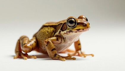 Obraz premium Small brown frog on pure white, textured skin visible, nature, wildlife, white background