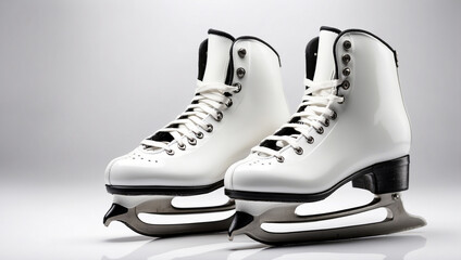 Trendy White and Black Ice Skates Isolated on White Background for Ice Skating